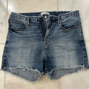 Good American Blue Denim Cutoff Jean Shorts with Raw Waistband